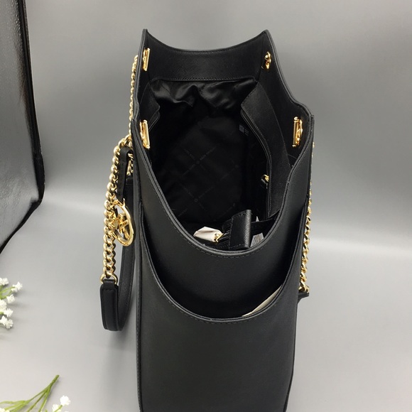 MICHAEL KORS LG CHAIN SHOULDER TOTE BLACK NWT - Picture 7 of 16